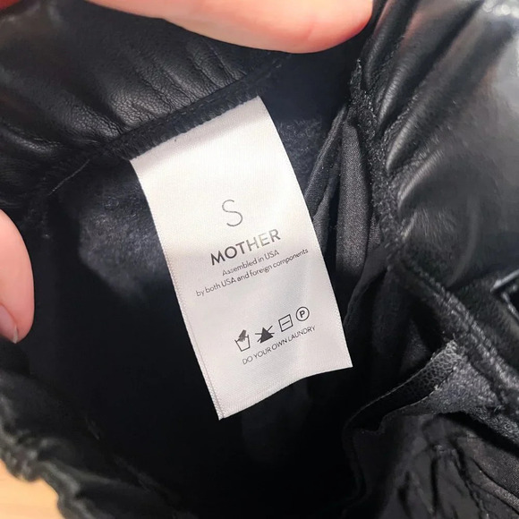 Mother Skippety Ankle Black Faux Vegan Leather Classic Straight Leg Pants Small - Picture 11 of 12